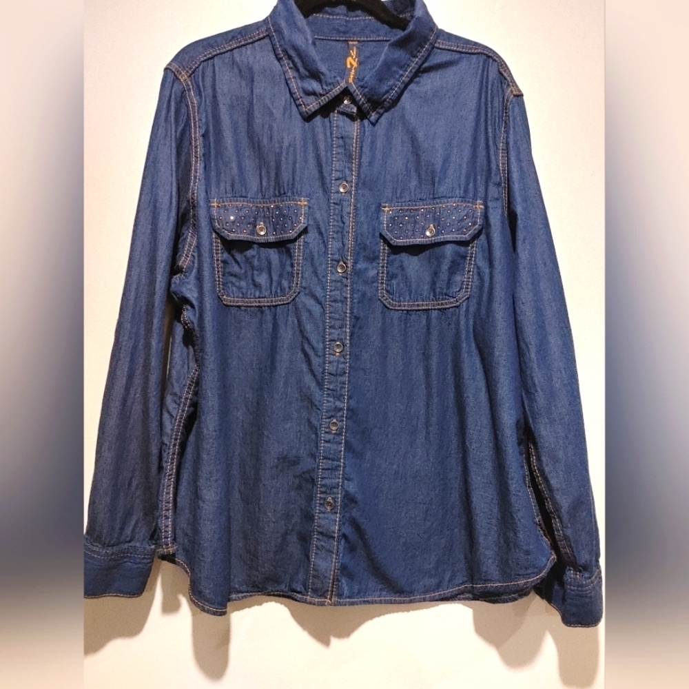Seven Lux Sequin Denim  Shirt